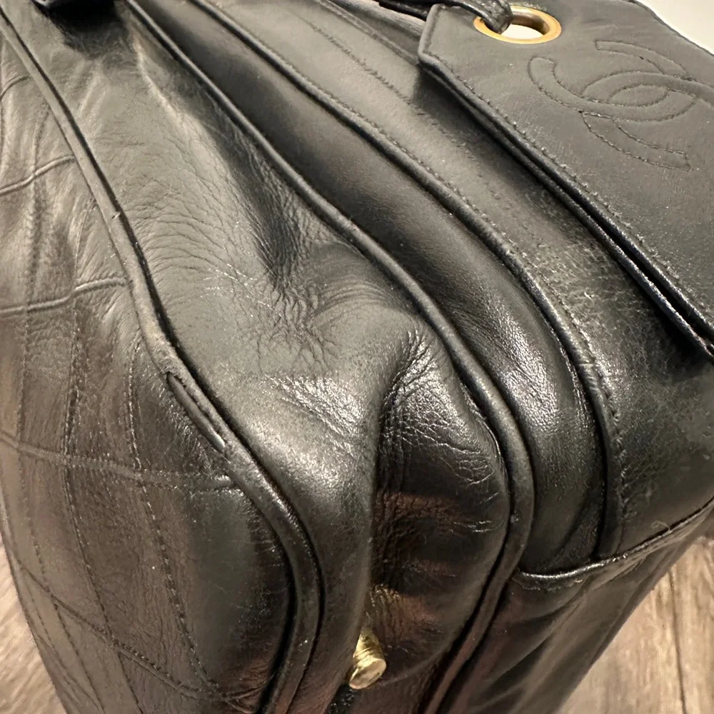 CHANEL Black Quilted Leather Briefcase